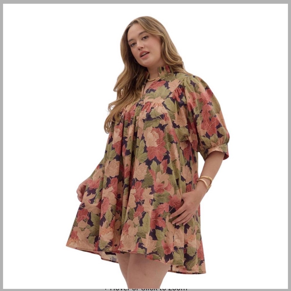 Entro Floral Puff Sleeve Mini Dress